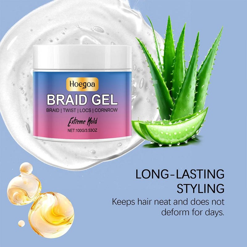 Braid Gel with Extra Hold, High Shine for Twists, Locs, Braids & Edges Control, Smooths Frizz, Edge No Flake, Long Lasting for Braids, Locks, Twists, Cornrows - Image 3